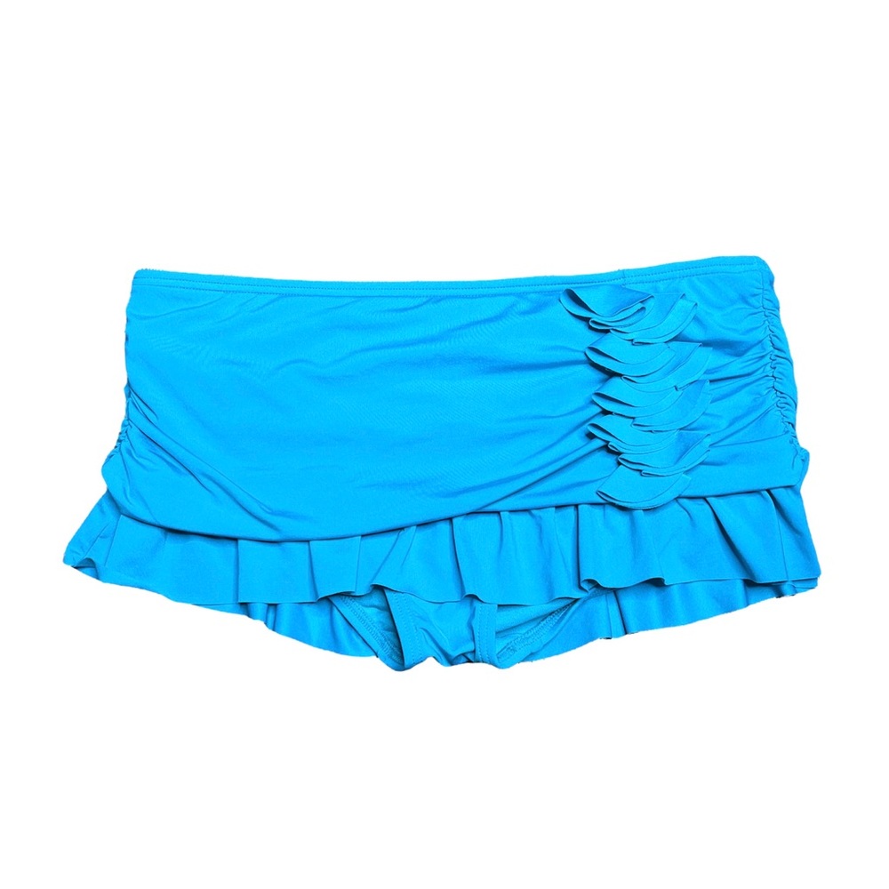 Kenneth Cole Sassyfras Turquoise Rouched Skirted Bikini Bottom